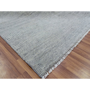 11'10"x15'4" Templeton Gray, Natural Undyed Wool, Modern Hand Knotted Grass Design,  Tone On Tone Oriental Oversized Rug FWR478560