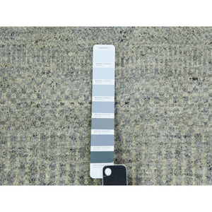 11'10"x15'4" Templeton Gray, Natural Undyed Wool, Modern Hand Knotted Grass Design,  Tone On Tone Oriental Oversized Rug FWR478560
