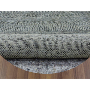 12'x12' Mockingbird With Gunmetal Gray, Modern Extra Soft Wool Grass Design, Hand Knotted, Round Tone On Tone Oriental Rug FWR478566