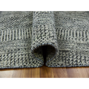 12'x12' Mockingbird With Gunmetal Gray, Modern Extra Soft Wool Grass Design, Hand Knotted, Round Tone On Tone Oriental Rug FWR478566