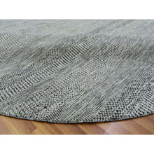 Load image into Gallery viewer, 12&#39;x12&#39; Mockingbird With Gunmetal Gray, Modern Extra Soft Wool Grass Design, Hand Knotted, Round Tone On Tone Oriental Rug FWR478566
