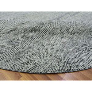 12'x12' Mockingbird With Gunmetal Gray, Modern Extra Soft Wool Grass Design, Hand Knotted, Round Tone On Tone Oriental Rug FWR478566