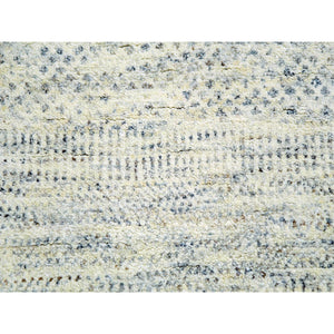 14'1"x16' Edgecomb Gray, Modern Hand Knotted Grass Design, Tone On Tone Undyed Pure Wool, Oversized Oriental Rug FWR478572