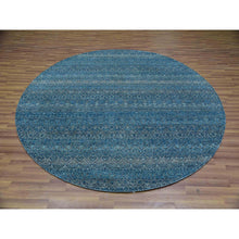 Load image into Gallery viewer, 8&#39;x8&#39; Georgian Blue, Kohinoor Herat Design With Small Geometric Repetitive, Soft To The Touch All Wool, Hand Knotted, Round Oriental Rug FWR478590