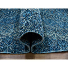 Load image into Gallery viewer, 8&#39;x8&#39; Georgian Blue, Kohinoor Herat Design With Small Geometric Repetitive, Soft To The Touch All Wool, Hand Knotted, Round Oriental Rug FWR478590