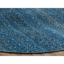 Load image into Gallery viewer, 8&#39;x8&#39; Georgian Blue, Kohinoor Herat Design With Small Geometric Repetitive, Soft To The Touch All Wool, Hand Knotted, Round Oriental Rug FWR478590