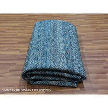 Load image into Gallery viewer, 8&#39;x8&#39; Georgian Blue, Kohinoor Herat Design With Small Geometric Repetitive, Soft To The Touch All Wool, Hand Knotted, Round Oriental Rug FWR478590