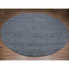 Load image into Gallery viewer, 14&#39;x14&#39; Ellie Gray, Hand Knotted Plain Modern Grass Design, Bohemian Undyed 100% Wool, Tone On Tone, Organic Sustainable Textile, Round Oriental Rug FWR478602