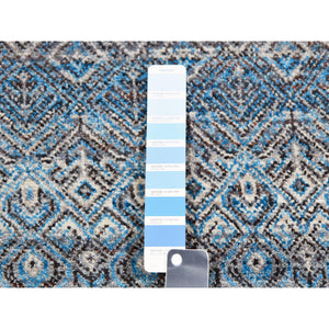 12'x12' Sapphire Blue, Kohinoor Herat Small Geometric Repetitive Design, 100% Plush Wool, Hand Knotted, Square Oriental Rug FWR478608