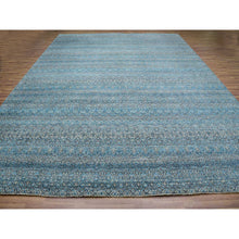 Load image into Gallery viewer, 12&#39;x15&#39;1&quot; Duck Blue, Small Geometric Repetitive Design, 100% Plush Wool, Hand Knotted, Kohinoor Herat, Oversized Oriental Rug FWR478614