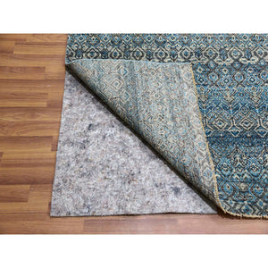 12'x15'1" Duck Blue, Small Geometric Repetitive Design, 100% Plush Wool, Hand Knotted, Kohinoor Herat, Oversized Oriental Rug FWR478614