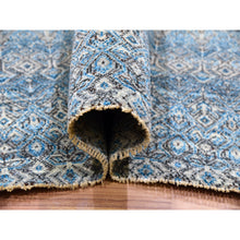 Load image into Gallery viewer, 12&#39;x15&#39;1&quot; Duck Blue, Small Geometric Repetitive Design, 100% Plush Wool, Hand Knotted, Kohinoor Herat, Oversized Oriental Rug FWR478614