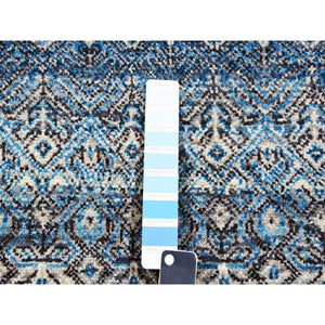 12'x15'1" Duck Blue, Small Geometric Repetitive Design, 100% Plush Wool, Hand Knotted, Kohinoor Herat, Oversized Oriental Rug FWR478614