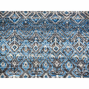 12'x15'1" Duck Blue, Small Geometric Repetitive Design, 100% Plush Wool, Hand Knotted, Kohinoor Herat, Oversized Oriental Rug FWR478614