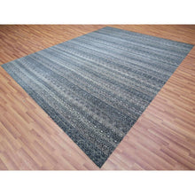 Load image into Gallery viewer, 12&#39;1x15&#39;1&quot; Network Gray, Soft And Shiny Wool, Soft To The Touch, Hand Knotted, Kohinoor Herat Pattern, Small Geometric Repetitive Diamond Design, Oriental Oversized Rug FWR478638