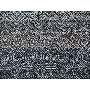 12'1x15'1" Network Gray, Soft And Shiny Wool, Soft To The Touch, Hand Knotted, Kohinoor Herat Pattern, Small Geometric Repetitive Diamond Design, Oriental Oversized Rug FWR478638