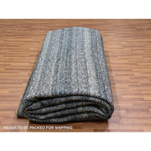 Load image into Gallery viewer, 12&#39;1x15&#39;1&quot; Network Gray, Soft And Shiny Wool, Soft To The Touch, Hand Knotted, Kohinoor Herat Pattern, Small Geometric Repetitive Diamond Design, Oriental Oversized Rug FWR478638