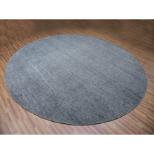 Load image into Gallery viewer, 12&#39;x12&#39; Pewter Cast Gray, Modern Plain Grass Design, Vibrant Wool, Tone On Tone, Hand Knotted Organic Sustainable Textile, Oriental Round Rug FWR478644