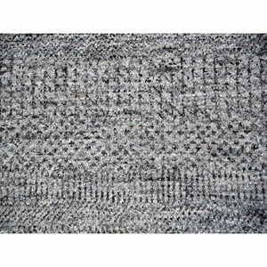 12'x12' Pewter Cast Gray, Modern Plain Grass Design, Vibrant Wool, Tone On Tone, Hand Knotted Organic Sustainable Textile, Oriental Round Rug FWR478644