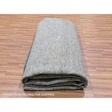 Load image into Gallery viewer, 12&#39;x12&#39; Pewter Cast Gray, Modern Plain Grass Design, Vibrant Wool, Tone On Tone, Hand Knotted Organic Sustainable Textile, Oriental Round Rug FWR478644