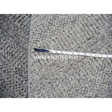 Load image into Gallery viewer, 12&#39;x12&#39; Pewter Cast Gray, Modern Plain Grass Design, Vibrant Wool, Tone On Tone, Hand Knotted Organic Sustainable Textile, Oriental Round Rug FWR478644