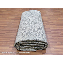 Load image into Gallery viewer, 14&#39;x14&#39; Cotton Ball White, Mamluk Design, Tone On Tone, Undyed 100% Wool, Hand Knotted, Round Oriental Rug FWR478650