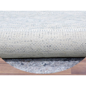 12'x12' Mushroom Gray, Organic Sustainable Textile, Soft Wool, Hand Knotted Modern Vegetable Dyes, Grass Design, Tone on Tone, Round Oriental Rug FWR478656