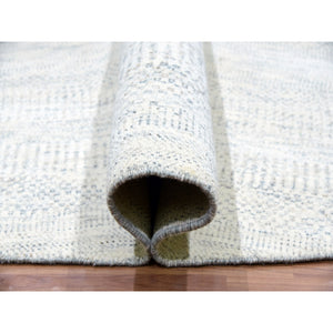 12'x12' Mushroom Gray, Organic Sustainable Textile, Soft Wool, Hand Knotted Modern Vegetable Dyes, Grass Design, Tone on Tone, Round Oriental Rug FWR478656