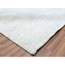 Load image into Gallery viewer, 10&#39;1&quot;x14&#39; Nimbus Gray, Hand Knotted Pure Wool, Modern Grass Design, Natural Dyes, Tone on Tone, Shabby Chic Oriental Rug FWR478680