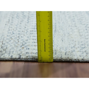 10'1"x14' Nimbus Gray, Hand Knotted Pure Wool, Modern Grass Design, Natural Dyes, Tone on Tone, Shabby Chic Oriental Rug FWR478680