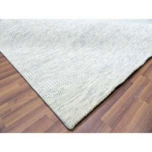 10'1"x14' Shoreline Gray, Bohemian Modern Grass Design, Tone on Tone Organic Sustainable Textile, Undyed, Hand Knotted 100% Wool, Oriental Rug FWR478686