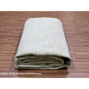 10'1"x14' Shoreline Gray, Bohemian Modern Grass Design, Tone on Tone Organic Sustainable Textile, Undyed, Hand Knotted 100% Wool, Oriental Rug FWR478686