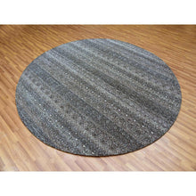 Load image into Gallery viewer, 10&#39;x10&#39; Perle Noir Gray, Plush Vibrant Wool, Hand Knotted, Kohinoor Herat All Over Small Geometric Repetitive Diamond Shaped Motifs, Round Oriental Rug FWR478710