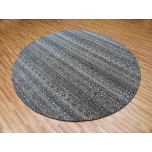 10'x10' Perle Noir Gray, Plush Vibrant Wool, Hand Knotted, Kohinoor Herat All Over Small Geometric Repetitive Diamond Shaped Motifs, Round Oriental Rug FWR478710
