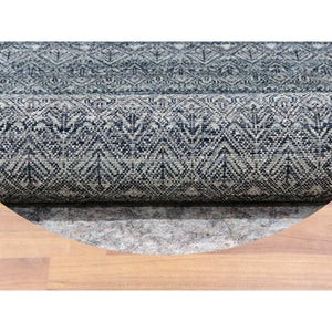 10'x10' Perle Noir Gray, Plush Vibrant Wool, Hand Knotted, Kohinoor Herat All Over Small Geometric Repetitive Diamond Shaped Motifs, Round Oriental Rug FWR478710