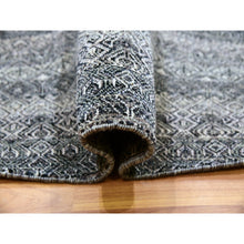 Load image into Gallery viewer, 10&#39;x10&#39; Perle Noir Gray, Plush Vibrant Wool, Hand Knotted, Kohinoor Herat All Over Small Geometric Repetitive Diamond Shaped Motifs, Round Oriental Rug FWR478710