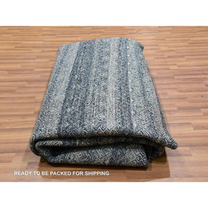 10'x10' Perle Noir Gray, Plush Vibrant Wool, Hand Knotted, Kohinoor Herat All Over Small Geometric Repetitive Diamond Shaped Motifs, Round Oriental Rug FWR478710