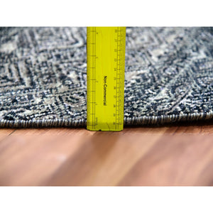 10'x10' Perle Noir Gray, Plush Vibrant Wool, Hand Knotted, Kohinoor Herat All Over Small Geometric Repetitive Diamond Shaped Motifs, Round Oriental Rug FWR478710