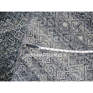 10'x10' Perle Noir Gray, Plush Vibrant Wool, Hand Knotted, Kohinoor Herat All Over Small Geometric Repetitive Diamond Shaped Motifs, Round Oriental Rug FWR478710