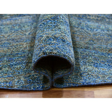 Load image into Gallery viewer, 10&#39;x10&#39; Arabian Forest Green, Borderless Diamond Shape Repetitive Design, Tone On Tone, Hand Knotted, Herat Pattern, Round Oriental Rug FWR478740