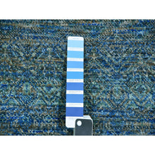 Load image into Gallery viewer, 10&#39;x10&#39; Arabian Forest Green, Borderless Diamond Shape Repetitive Design, Tone On Tone, Hand Knotted, Herat Pattern, Round Oriental Rug FWR478740