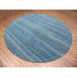 10'x10' Hyperlink Blue, Hand Knotted Soft Shiny Wool, Kohinoor Herat Pattern With Small Geometric Repetitive Diamond Design Tone On Tone, Soft To The Touch, Oriental Borderless Rug FWR478770