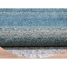 Load image into Gallery viewer, 10&#39;x10&#39; Hyperlink Blue, Hand Knotted Soft Shiny Wool, Kohinoor Herat Pattern With Small Geometric Repetitive Diamond Design Tone On Tone, Soft To The Touch, Oriental Borderless Rug FWR478770