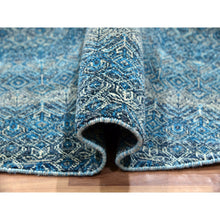 Load image into Gallery viewer, 10&#39;x10&#39; Hyperlink Blue, Hand Knotted Soft Shiny Wool, Kohinoor Herat Pattern With Small Geometric Repetitive Diamond Design Tone On Tone, Soft To The Touch, Oriental Borderless Rug FWR478770