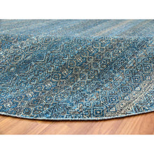 Load image into Gallery viewer, 10&#39;x10&#39; Hyperlink Blue, Hand Knotted Soft Shiny Wool, Kohinoor Herat Pattern With Small Geometric Repetitive Diamond Design Tone On Tone, Soft To The Touch, Oriental Borderless Rug FWR478770