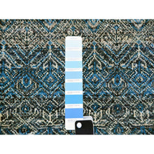 Load image into Gallery viewer, 10&#39;x10&#39; Hyperlink Blue, Hand Knotted Soft Shiny Wool, Kohinoor Herat Pattern With Small Geometric Repetitive Diamond Design Tone On Tone, Soft To The Touch, Oriental Borderless Rug FWR478770