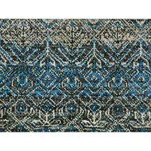 Load image into Gallery viewer, 10&#39;x10&#39; Hyperlink Blue, Hand Knotted Soft Shiny Wool, Kohinoor Herat Pattern With Small Geometric Repetitive Diamond Design Tone On Tone, Soft To The Touch, Oriental Borderless Rug FWR478770