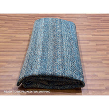 Load image into Gallery viewer, 10&#39;x10&#39; Hyperlink Blue, Hand Knotted Soft Shiny Wool, Kohinoor Herat Pattern With Small Geometric Repetitive Diamond Design Tone On Tone, Soft To The Touch, Oriental Borderless Rug FWR478770