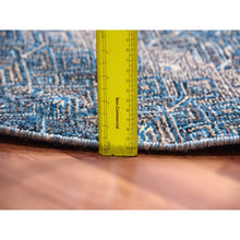 Load image into Gallery viewer, 10&#39;x10&#39; Hyperlink Blue, Hand Knotted Soft Shiny Wool, Kohinoor Herat Pattern With Small Geometric Repetitive Diamond Design Tone On Tone, Soft To The Touch, Oriental Borderless Rug FWR478770