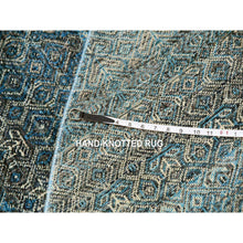 Load image into Gallery viewer, 10&#39;x10&#39; Hyperlink Blue, Hand Knotted Soft Shiny Wool, Kohinoor Herat Pattern With Small Geometric Repetitive Diamond Design Tone On Tone, Soft To The Touch, Oriental Borderless Rug FWR478770